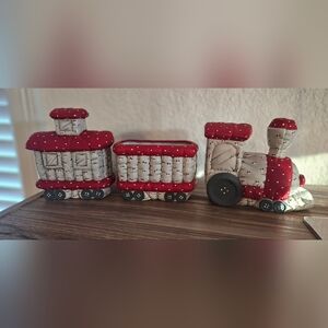 Vintage 1986 Quilted Ceramic Train Nursery Decor